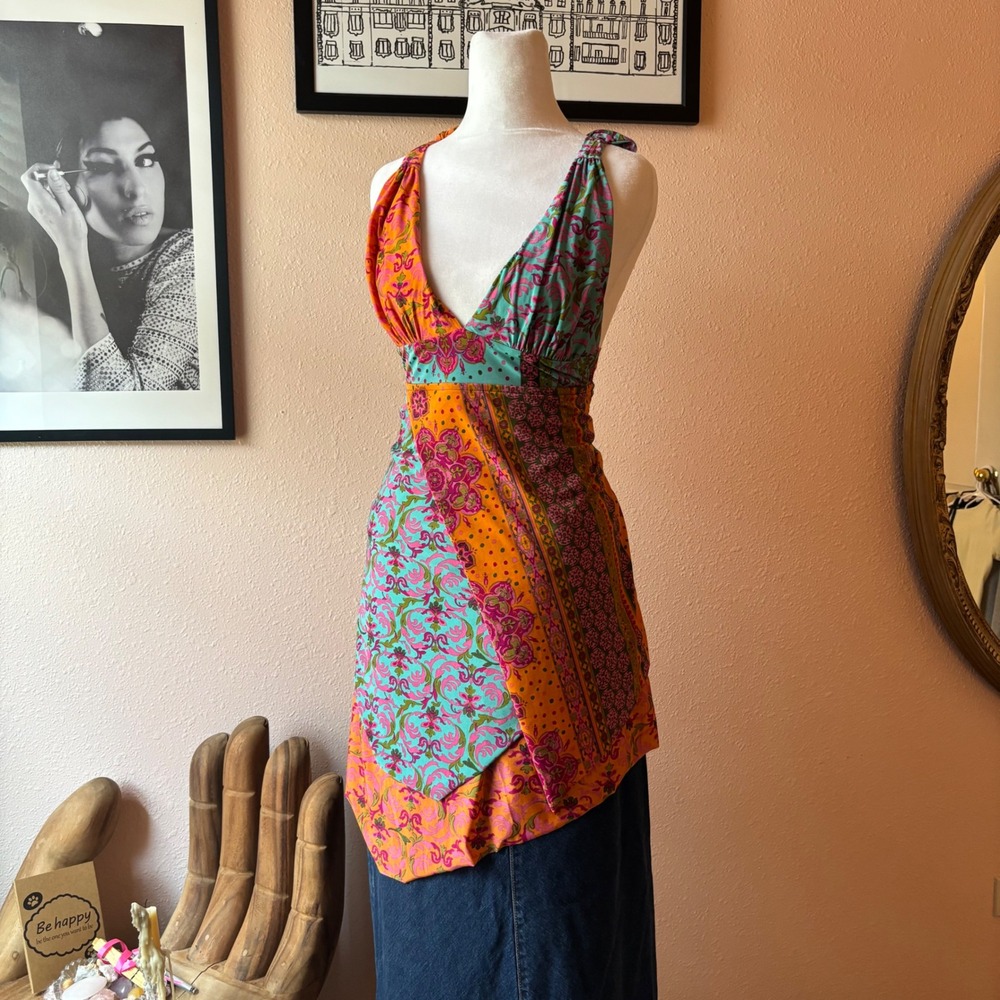 Vintage Y2K Maximal Boho Fairy Mini Dress